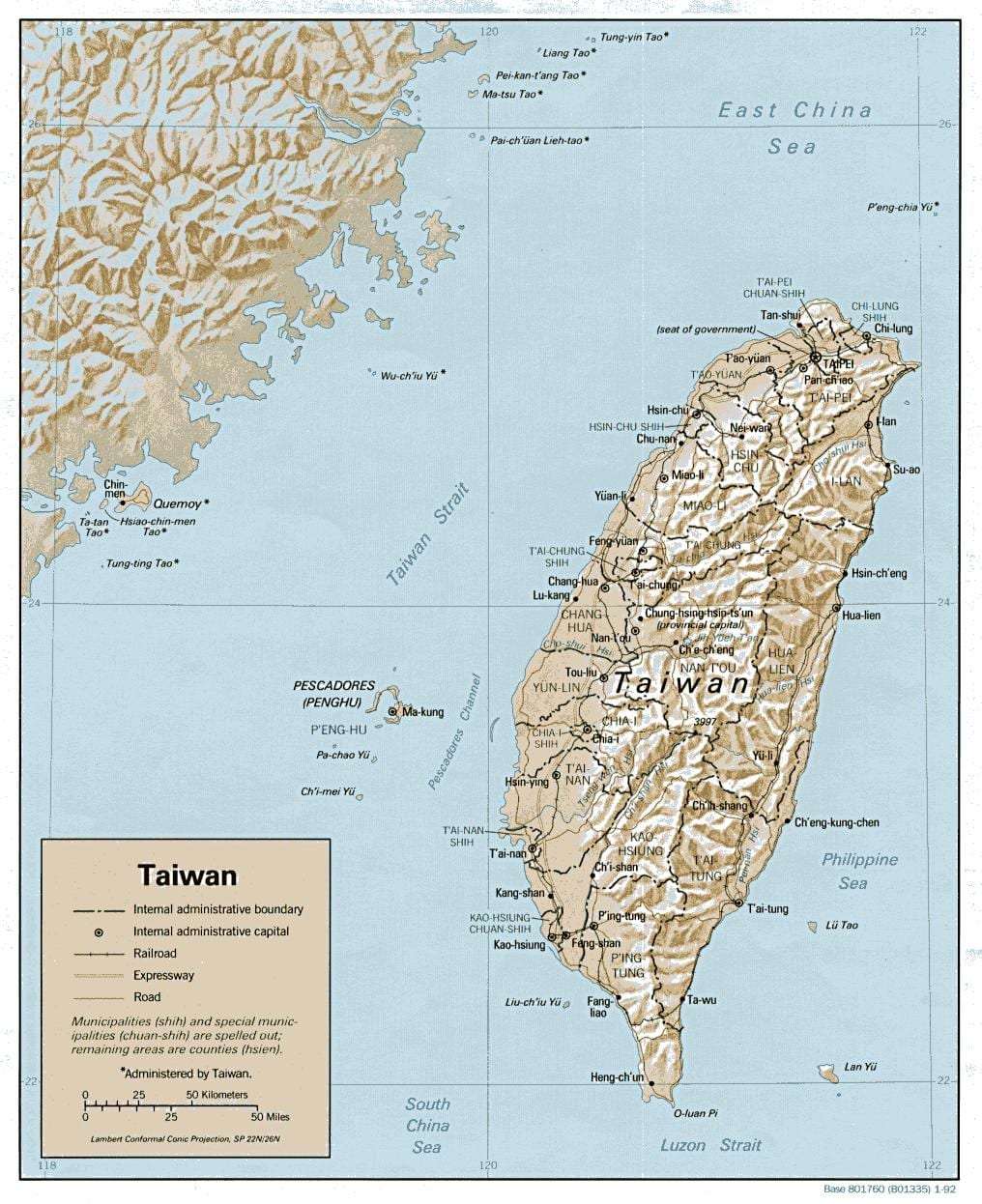 کا نقشہ تائیوان topographic