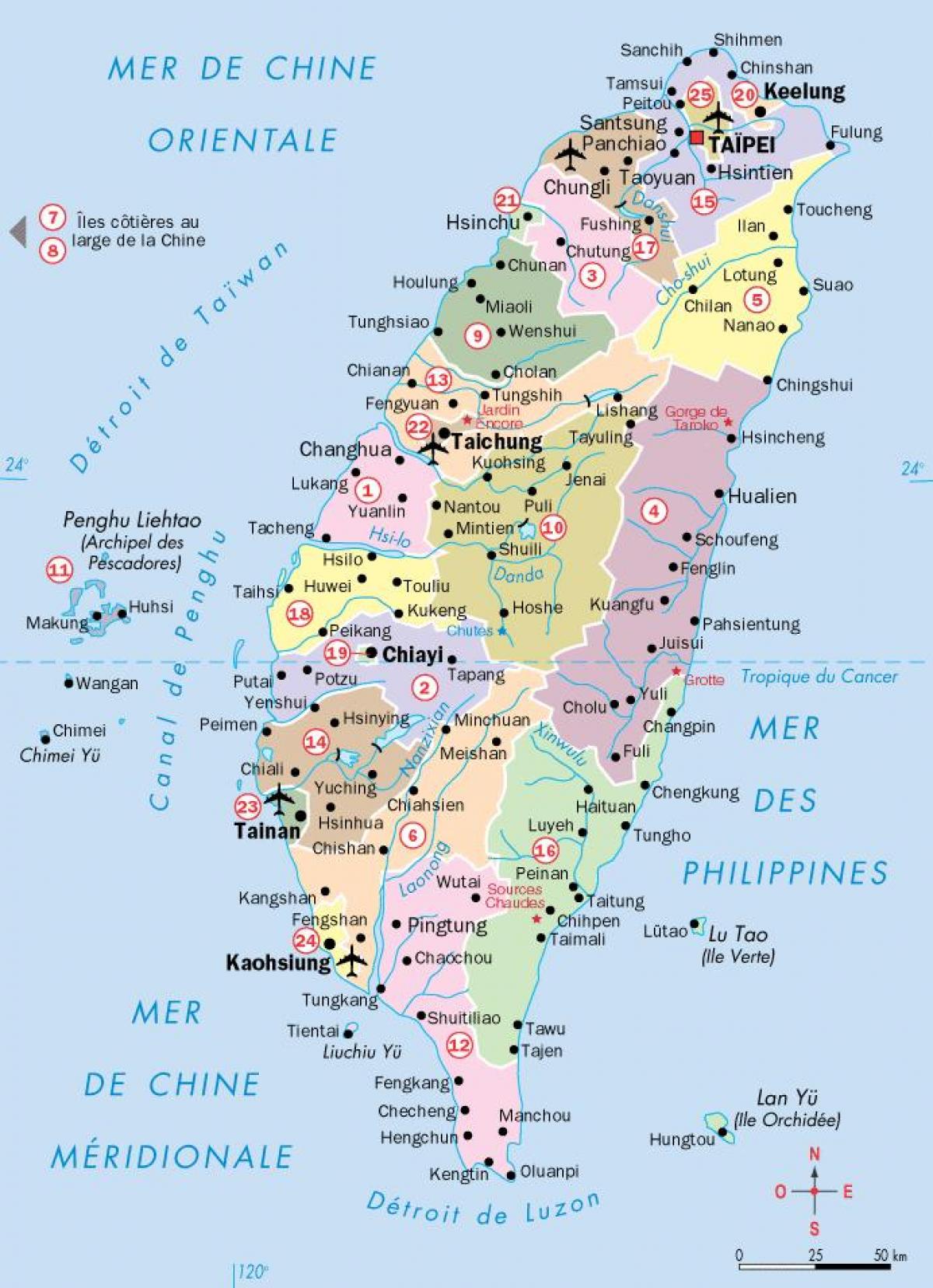 نقشہ تائیوان کے شہروں