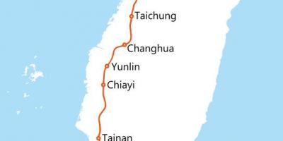 تائیوان تیز رفتار ریل کے راستے کا نقشہ